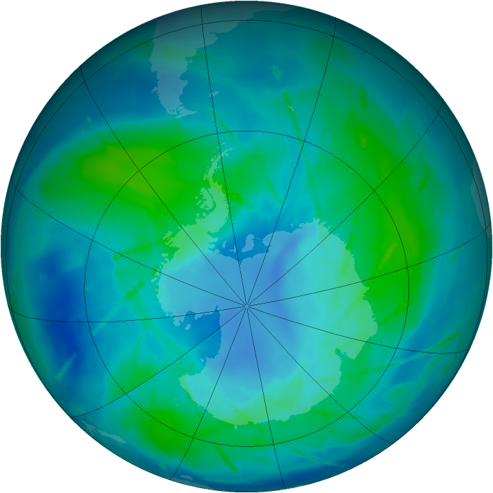 Antarctic ozone map for 24 February 2011
